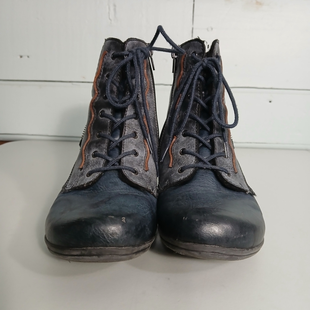 Rieker blue and tan ankle booties - Picture 4 of 11